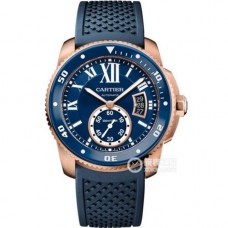 Cartier New Style 1:1 Calibre De Cartier  Series Wgca0010 Watch，Imported  Automatic Mechanical， Blue Case 18K Rose Gold Top Wiredrawing Case，Ceramics Bezel,Supreme Engraving  CA-017