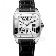 1：1 Men'S Watch  Mechanical Watch V6 Supreme Product  High-Imitation Cartier   Santos Cartier Santos 100 Anniversary Men'S Watch 38 Mm Fine Steel  Sapphire  Glass 1:1 Supreme Engraved,Hard To Distinguish Genuine From Fake CA-025