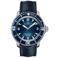 1:1 Blancpain Watch，Blancpain Noob Factory Fifty Fathoms 5015D-1140-52B Blue Men'S Watch Mechanical Watch Lid-Shape Sapphire Glass Supreme Luminous Water Resistent Blue Canvas Band N Factory Supreme Product  BLC-002