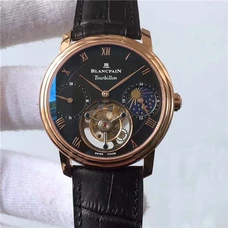 Bm 2017 New Product Blancpain Newest Stars Series,True Tourbillon,With Matual Top True Tourbillon Movement, Sapphire Crystal  Glass Plating With Blue Cover, Original  Fold Over Buckle  Diameter 42Mm, Leather Bandm,En'S Watch  BLC-010