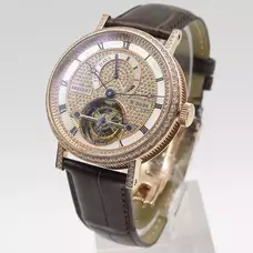 High-Imitation Breguesetting With Diamonds Tourbillon Watch 1:1 Engraved Breguet Classical Complex Series 5317Br/12/9V6 Watch, Automatic  Mechanical，39 Mm ，18K Rose Gold ，Diamonds On The Whole Dial，Leather Band  Men'S Watch BRG-013