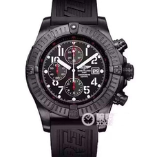 1:1 Supreme Engraving Breitling Black Steel Case - Black Dial - Rubber Band  Series ：Avenger，Asia7750 Automatic Timekeeping Mechanical Movement，48 Mm ， Men'S Watch，Not Transparent Case Back ， Black Dial，Rubber Band BRT-001