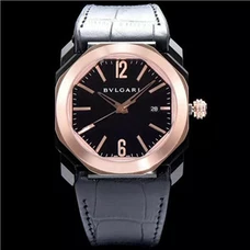 High-Imitated Watch Bulgari Rose Gold  Mechanical Men'S Watch，1:1 Bulgari Octo Series 101963 Rose Gold Watch，Original 1:1 Engraved 9015 Full-Automatic Movement，Gold Strip-Nail-Shaped Time Scale，Imported Calf Band，Mechanical Men'S Watch BVL-011