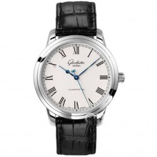  1:1 Supremely Imitated Glashütte Original Quintessentials Series 1-39-59-01-02-04 Watch ，Automatic Mechanical，White Dial Three Blue Hands，Black Leather Band，Transparent Case Back Men'S Watch  GLA-003