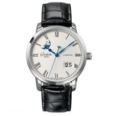 " 1:1 High-Imitated Glashütte Original Quintessentials Series 100-04-32-12-04 Watch ，Automatic Mechanical，White Dial Three Hands With Calendar， Fine Steel Black Leather Band Men'S Watch  GLA-005