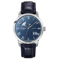  Supreme Imitated Competitive Products Glashütte Original Quintessentials Series 100-04-05-12-30 Watch，Automatic Mechanical Movement， Fine Steel  Leather Band，Blue  Dial，With Calendar, Three Hands，Business Men'S Watch  GLA-007