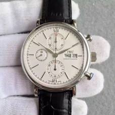 1:1 Engraved IWC Pato Feno Series IW391001 Chronograph Men'S Watch Automatic Mechanical Multifunction Movement，White Dial White Case，Men'S Watch