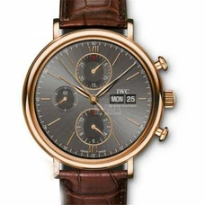 1:1 Engraved IWC Pato Feno Series IW391021 Chronograph Men'S Watch Timing Automatic Mechanical Multifunction Movement，Grey Dial Gold Case， Men'S Watch