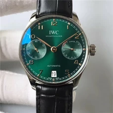 ZF Factory V4 Version，Supreme Imitation IWC Portugal Seven Chain Series （Portugal 7），1:1 IWC Mechanical Watch.True Power Reserve Display, Rose Gold Green Dial Gold Hand Dial， Top Supreme Imitation IWC Watch