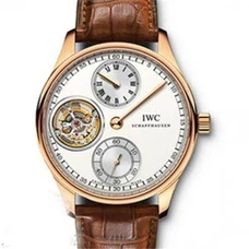  1:1 Iwc Tourbillon Mechanical Watch，Iwc 1:1 Portugal Series Iw544602 Tourbillon Hand-Wound, Switzerland True Tourbillon ,Rose Gold Leather Band Watch，Top Workmanship IW-074