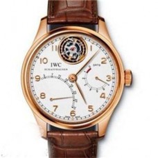  1:1 Iwc Tourbillon Mechanical Watch，Iwc Portugal Series Iw504402, Switzerland  True Tourbillon Movement,18K Genuine Rose Gold, Never Fading, Brown Alligator, Top And Most Expensive High-Imitated Watch IW-078