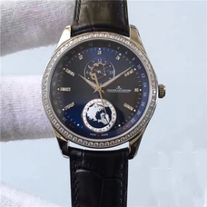 2017 New Style High-Imitated 1:1 Jaeger-Lecoultre  Setting With Diamonds, Jaeger-Lecoultre  Series （Master）Newest Concept Rotatable Earth, Adopting Autonomous Cal.898A Movement Size 41*11Mm Dark Blue Dial,White Case Setting With Diamonds  JAE-001