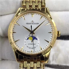  Supreme Imitated 1:1 Jaeger-Lecoultre Ultra-Thin Master Gold，Jaeger-Lecoultre 1368470，All Functions Like Calendar And Moon Phase Are The Same As The Original Movement,Engraved Original Cal．925Full-Automatic Movement JAE-031