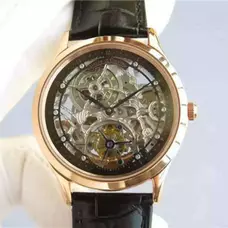 1:1 Supreme Imitated Jaeger-Lecoultre True Tourbillon Series，With Top Hollow-Carved  True Flywheel Movement,Sapphire Crystal Glass，Fine Steel ，42Mm Diameter ，Men'S Watch，Transparent Case Back， Cowhide Band  JAE-040