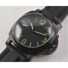 44mm 1950 style PVD Black dial hand-winding 6497 watch MM-017