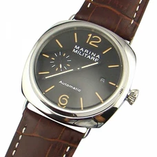 45mm Marina Militare black dial automatic seagull 2542 datewindow mens watch MM-018