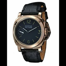 Marina Militare 44mm Hand Winding 6497 Movement Rose Gold Case Black Dial Black Leather Mens Watch MM-062