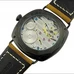 Whatswatch 45mm Navy Militare Sapphire Glass Black Dial Suede 6497 Swan Neck Mens Watch MM-065