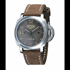Marina Militare 44mm Military BLACK Dial Orange Number Brown Leather GMT Automatic Mens Watch MM-073