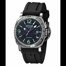 Marina Militare Men's Analog Display GMT Automatic Black Dial Rubber Strap Watch MM-075