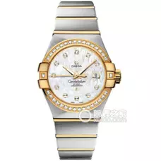 "Omega Women'S Watch 1:1 Omega Constellation Series ，18K Gold - Fine Steel Setting With Diamonds ，123.25.27.20.55.003 Watch ，Switzerland 8520 Engraved Mechanical Movement，27Mm， Top Quality OMG-042