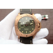 Panerai Pam382 Supreme 1:1 V4 Version, Case Made Of Bronze From World War II, Pull-Up Leather Band，Transparent Case Back， Men's Watch，Living Watch Holds Your Time!,PAM-044