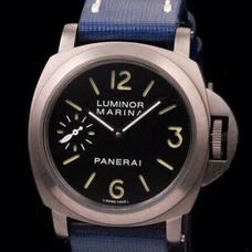 Panerai Luminor Marina Series Pam177 Watch，6497 Hand Wind Movement，Frosting Titanium Case， Super Luminous， Men's Watch， Transparent Case Back ，Cowhide Band，PAM-066