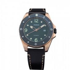 43mm Parnis Golden PVD Case Blackish Green Dial Automatic Mens Wristwatches PA-009