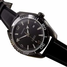 45mm Parnis black dial PVD Sapphire Glass Ceramic Bezel Automatic mens Watch PA-004