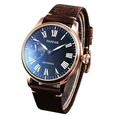 44mm parnis gold case blue dial 17 jewels 6497 hand winding movement Men's Watch PA-014