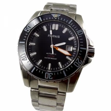 43mm Parnis black dial Sapphire glass 20ATM Ceramic Bezel automatic mens watch PA-019