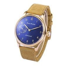 44mm Parnis Rose gold Case Blue dial Mechanical Hand-winding 6497 mens Watch PA-025