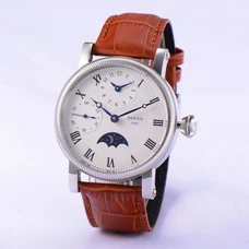 New Parnis 43mm Mechanical Hand-winding White Dial Men's Wrist Watch Blue Hands PA-043