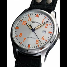 Whatswatch parnis power reserve black dail date white number Automatic mens Watch PA-075