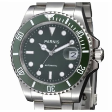 whatswatch Parnis 40mm submariner style green Ceramic Bezel green dial Automatic watch PA-085