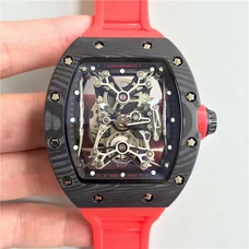 Richard Mille Rm 50-27-01 Type Adopting Ntpt Carbon Fiber Material，Original  Imported Mechanical Movement，The Substrate Of Movement Is Fastened By Four Tightwires Linking With The Case！Oringinal Size 45．98Mm，Hollow-Carved Design RM-018