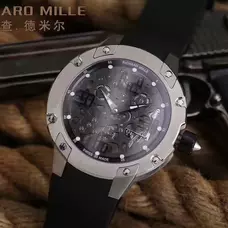 Sf Factory Richard Mille 1:1 Hollow-Carved Men'S Watch，The Miracle In The Engraved Industry Richard Mille Rm033，Titanium Alloy Material, The Same As The Original Product，Hollow-Carved Glass，Black Silica Gel Band，Top Quality RM-021