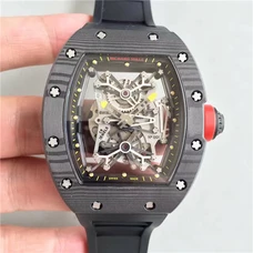 Hot Style！ Richard Mille Rm50-27-01 Black Style，Ntptcarbon Fiber，With Original  Imported  Mechanical Movement，The Substrate Of Movement Is Fastened By Four Tightwires Linking With The Case！RM-025
