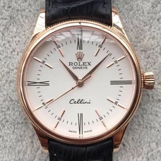 Supreme Engraved 1:1 Rolex Cellini V2 version，with the embossing seal on the case back like the original product！Fine steel case，not transparent case back， Men's Watch，calf leather Band，with ETA2824—A2 Movement！