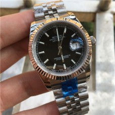 1:1 Engraved Rolex Datejust Series 116234-72600 Black Dial Watch,Automatic，36 mm，Men's Watch， 18K Platinum，Triangle Flute Bezel,Classical Men's Watch
