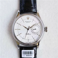 1:1 Engraved Rolex，Cellini Series 50519 White Dial Watch ，With 3165 Movement，39mm，Burnishing Effect，Arched Triangle Flute Double Bezel，Strap,Men's Watch