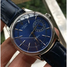 High-Imitated Top Rolex Watch，1:1 Rolex Cellini Series 50519 Watch ,39 mm ,18K Platinum Case，Blue Dial，Royal blue Strap Business Men's Watch Mechanical Watch，N Factory