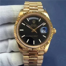 Rolex High-Imitated 1:1 18K Gole Men's Watch，Rolex Week-Calendar Series 228238 Black Dial Watch, Automatic，40 mm，Men's Watch，18K Gold Watch