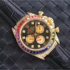 Supreme Engraved 1:1 Rolex Colored Diamond High-Imitated Cosmograph Daytona Series 116599 Rbow Rainbow Diamond 18K Gold 7750 Timekeeping Automatic Movement Strap,Men's Watch Perfect Noob