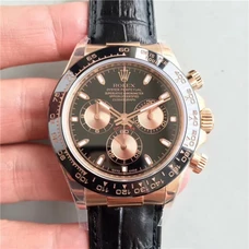 Top 1:1 Rolex Daytona Watch，Rolex Daytona-116515LN V7 Black Dial Watch ,Black Ceramics Bezel, 18K Rose Gold， Supreme Engraved Switzerland 4130 Mechanical Movement,N Factory Topest Engraved