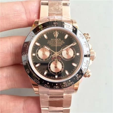 Supreme 1:1 Rolex Daytona Steel Watch，Rolex Daytona-116515LN Black Dial Watch,Black Ceramics Bezel, 18K Rose Gold，Supreme Engraved Switzerland 4130 Mechanical Movement,N Factory V6S Version Engraved