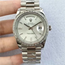 N Factory Rolex Weekly Calendar Men's And Women's Watch Supreme Imitation Rolex Weekly Calendar Series 228396Tbr Silver Watch .Original Engraved 3255 Automatic Movement，40 mm，Platinum With Diamonds Mechanical 1：1 Watch
