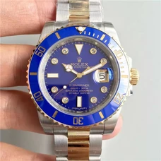 Newest V7S Version N Factory Rolex Rolled-Gold Blue Submarine Rolex Submarine Series 116619Lb 3135 Switzerland Mechanical Movement Blue Rolled-Gold Dial，Never Fading, Supreme Engraved Workship Noob Factory