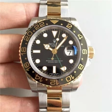 V6S V7Rolex N Factory Greenwich II 116713-Ln-78203 Watch，Rolex Watch，Full-Automatic，40 mm，Men's Watch，Transparent Case Back，18K Gold and Fine Steel Case and Band