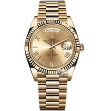 High imitation Rolex gold men's watch N factory Rolex V7 week calendar series 228238-83418 watch, replica original 3255 movement, 40 mm, electroplating 18k gold, triangle pit outer ring, local gold table RO-110